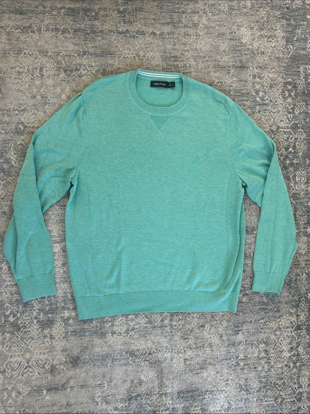 Nautica Men's Aqua Green Crewneck Sweater